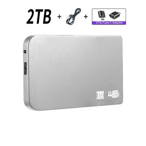 새로운 휴대용 SSD 1TB 2TB 외장 하드 드라이브 유형-C USB 3.0 노트북/데스크탑/맥용 고속 스지 디스크, 26 Silve 2TB