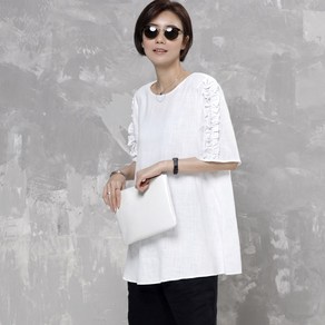 M599 프릴소매 A라인 린넨블라우스[낱장세일]