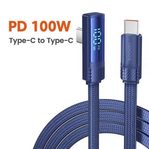 C타입랜선 LAN 젠더 Toocki PD100W C타입 케이블 삼성 샤오미 LED 디지털 고속 충전 USB C 벤드 와이어 아이폰 15 게임 데이터, TQ Blue, 1개