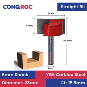 라우터 비트 생크 스트레이트 컷 라우터 Diamete28mm 카바이드 팁 우드 밀링 커터 6mm 30mm 32mm, 01 6x28mm, 1개