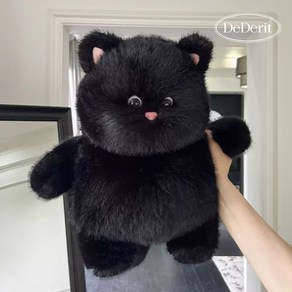 데데리트 뚱냥이 고양이 애착 인형 집들이 우정 커플 쿠션 선물 35cm, 03. 블랙 뚱냥이 인형, 1개