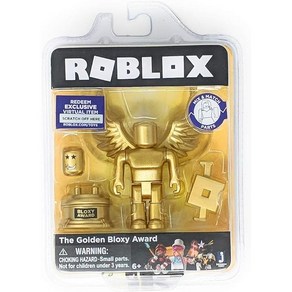 Roblox- Gold Collection 독점 가상 아이템 코드가 포함된 The Golden Bloxy Awad 싱글 피규어 팩, 1개, 한개옵션0