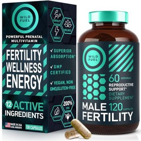 Fetility Supplements Fo Men Penatal Vitamin - Maca Root Ashwagandha L Aginine Zinc Plus Natuals, Vegan Capsules, 1개, 120정