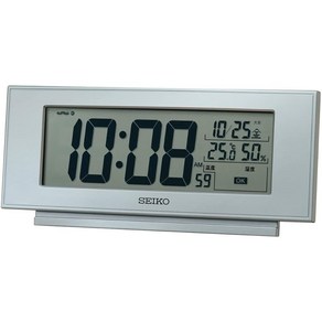 세이코 클락(Seiko Clock) 탁상시계 은색 메탈릭 본체 사이즈:7.7×17.4×3.8 cm