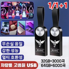 1/1+1 차량용 고음질 USB 한국 노래 고성능 초소형 외장하드 음악 방수, 64GB(약 5000곡), (1개)USB(어댑터&pp 봉지), 64GB(약 5000곡)