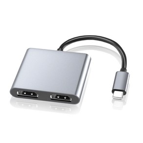 C타입 허브 HDMI 듀얼 모니터 젠더 분배기 컨버터 HDCP 넷플릭스 미러링 케이블 기능, 그레이, 1개, 185mm