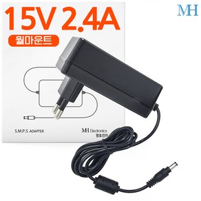 명호전자 15V 아답터 1A 2A 2.4A 4A 5A 8A DC 어댑터, MH1503_15V 2.4A 벽걸이형, 1개