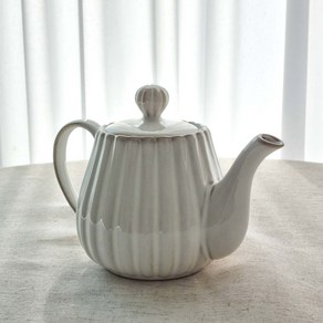 메이크유어홈 웨이브 도자기 주전자 세트 집들이선물, 화이트, 1개, 800ml