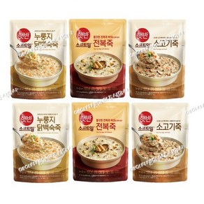 비비고 파우치 죽 450g (누룽지닭백숙죽2+전복죽2+소고기죽2), 1세트