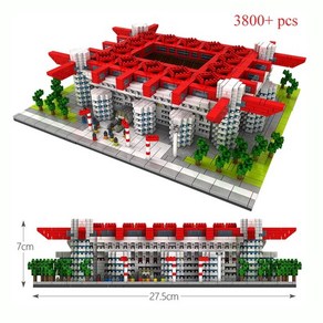 호환 San Sio Meazza 스타디움 축구장 3D 모델 장난감 미니 다이아몬드 블록 빌딩 축구 세계 건축, [01] in bag, [02] Football Field C, 1개