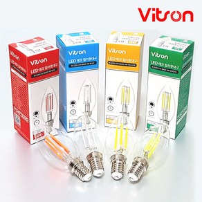 비츠온 LED 에코 색전구 촛대구 투명촛대구 컬러촛대구 E14 4W 4color 적색 청색 황색 녹색