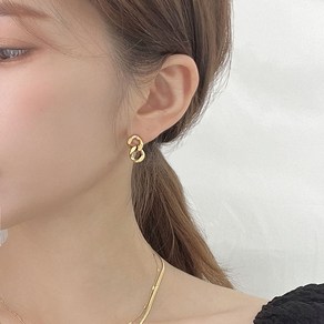 르부포유 써지컬스틸 2단 체인 미니 볼드 귀걸이 3colo