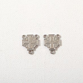 비즈아이 [7387-08]종교펜던트 메탈 예루살렘십자가방석 양면 12x15mm 대백 1개