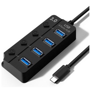 구스페리 C타입 멀티허브 USB 3.0지원 4포트 유전원 1m, 블랙, 1개