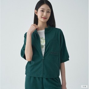지센/ 파격할인 [24SS] 여성 [에센셜] 져지카라 5부 오픈형 집업 티셔츠(색상2종)