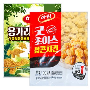 하림-용가리 치킨1kg+하림-굿 초이스-팝콘치킨1kg /DHA EPA 의 용가리+인기콜팝, 2kg, 1세트