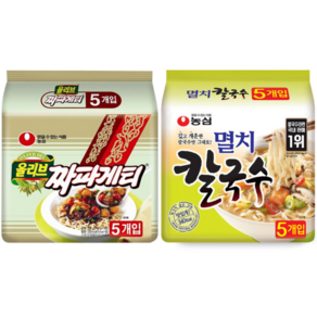 농심 올리브 짜파게티140g 5개 + 멸치칼국수89g 5개