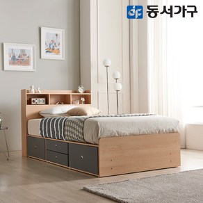 동서가구 미휴 수납헤드 깊은서랍 슈퍼싱글 SS 침대+독립 매트리스 DF635992