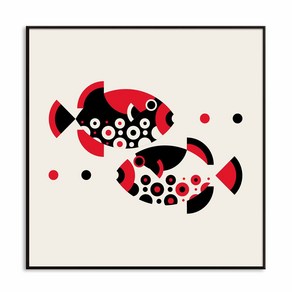 세잔느화실 모던 추상화 메탈 캔버스 그림액자 3.Red black and Fish pose, 캔버스액자