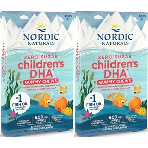 Nodic Natuals 노르딕네추럴스 어린이 키즈 무설탕 칠드런스 DHA 구미 젤리, 2개, 30정, 30정