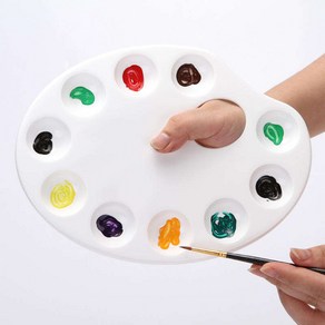 팔레트 10칸 수채화 미술용 편리하게사용하는 손잡이홀형 10구 파레트 그림 채색 칠 팔레트 미술용품, 1개