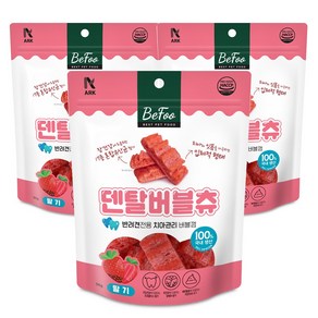 베푸 덴탈버블츄 강아지껌 잇몸 구취 생과일 건강간식 프로폴리스 차전자피, 3팩, 96g, 딸기맛