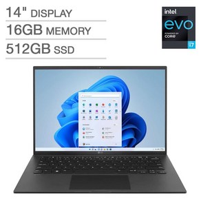 LG전자 그램14 14ZB90Q-G.AAC6U1 14인치 i7-1260P 16GB 512GB 초경량 999g Win11 Home 블랙 항공특송 관부가세X