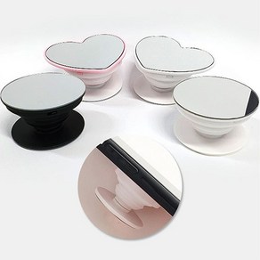히즈마인드 미러 손거울 그립톡, 1개, 미러 그립톡(원형 화이트)