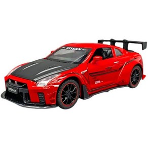 1:32 닛산 GTR R35 럭셔리카 로고 합금 자동차 모델 다이캐스트 차량 시뮬레이션, 01 Red With Box, 1개