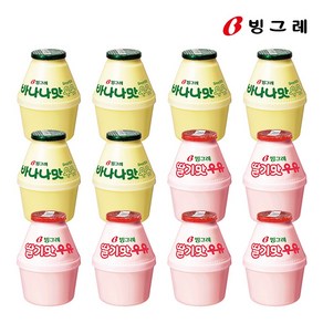 빙그레 바나나맛우유 240ml 6개 + 딸기맛우유 240ml 6개