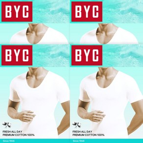 BYC 남성용 반팔런닝 4매 40수 순면 100% BYC1915