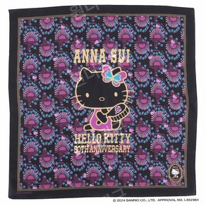 안나수이 ANNA SUI 헬로키티 콜라보 대형 면 손수건 58cm 블랙 핸드타올 일본제