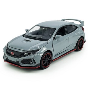 Civic Type R Toy Ca Hatchback Spots Diecast Mode Civic Type R 토이 자동차 해치백 스포츠 다이캐스트 모델 자동차 1/32 스케일, 1개, Gey