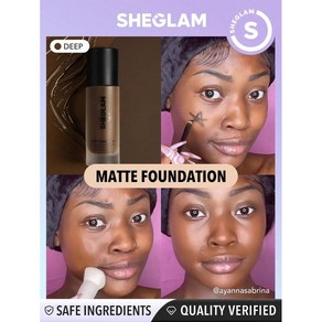 쉬글램 sheglam 파운데이션 컴플렉션 프로 오랫동안 지속되는 통기성 매트, 1개