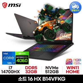 MSI 소드 16 HX B14VFKG FHD, WIN11 Home, 32GB, 512GB, 그레이