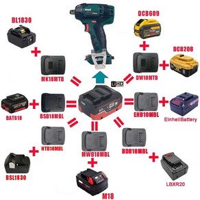 배터리 변환 어댑터 디월트 마끼다 밀워키 젠더 충전, 1개