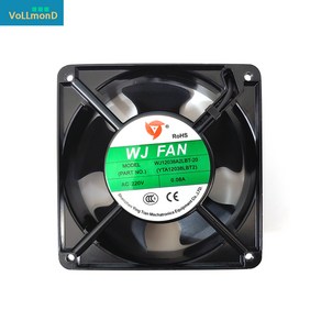 쿨링팬 120mm 220V 38T WJ12038A2LBT-18 1800RPM 저소음, 1개