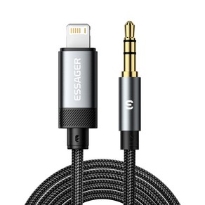 Essager 라이트닝 8핀 to 3.5mm AUX 오디오 변환 케이블 일반형, 2개