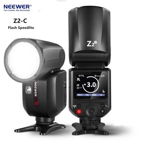 NEEWER Z2 Z2-C TTL 원형 헤드 스피드라이트 플래시 무선 카메라 플래시 라이트 캐논 카메라용 리튬 이온 배터리 2.4G, 1)only QPRO-C, 1개