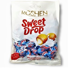 1 Count (Pack of 1) 150 gams Roshen Caamel Can 1개(1팩) 150g 밀키 필링이 포함된 로젠 캐러멜 캔디 스위트 드롭 코셔 및 할, 1개