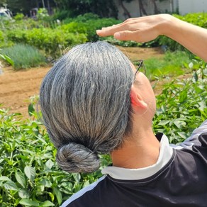 백발가발 분장용가발 쪽진머리 할머니 가발, 1개