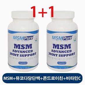 1+1 카라헬스 엠에스엠퓨어 MSM 조인트서포트 1 000mg 120정 식이유황 콘드로이친 글루코사민 뮤코다당단백 비타민C 함유 관절건강 당일배송, 2개