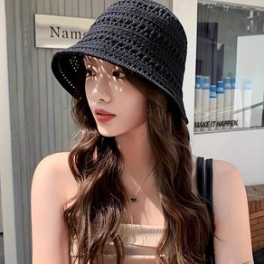 여름 해변 여성 라탄 니트 버킷햇 벙거지 모자 [요키토키]
