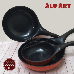 ALUART 넌스틱 티타늄코팅 인덕션 웍 궁중팬, 1개, 20cm+28cm &행주