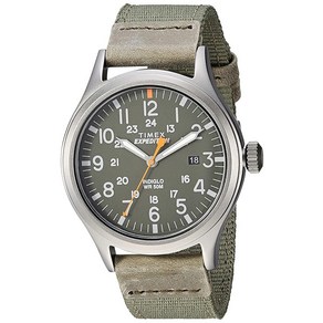 timex 타이맥스 남성용 익스페디션 스카우트 40mm 시계 - 그린 패스트랩 다이얼 IP 블랙 케이스 초록색. 모던. 275876, 그린/그린/티타늄