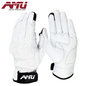 AMU 오토바이 빈티지 가죽 남녀공용 사이클링 보호 장갑 터치스크린 천공 모터크로스 ATV Guantes Moto, [01] XS, [02] WHITE