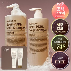 [탈모증상완화 기능성][1+1] 힐링버드 비어 PDRN 탈모 샴푸+단독증정, 2개, 1L