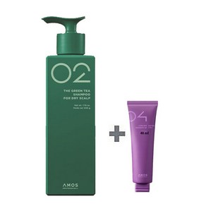 NEW 아모스 녹차실감 샴푸 지성 두피용 500g +휴대용 컬링 에센스 40ml(증정), 1개