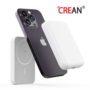 크레앙 맥세이프 아이폰 무선 충전 보조배터리 5000mAh (CREBATMS), 화이트, CREBATMS-WT