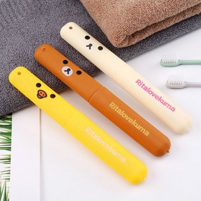 PKFARM 미니 베어 휴대용 칫솔통 칫솔케이스 보관, 브라운, 2세트